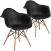 Flash Furniture 2 Pack Alonza Series Black Plastic Chair with Wooden Legs 2-FH-132-DPP-BK-GG